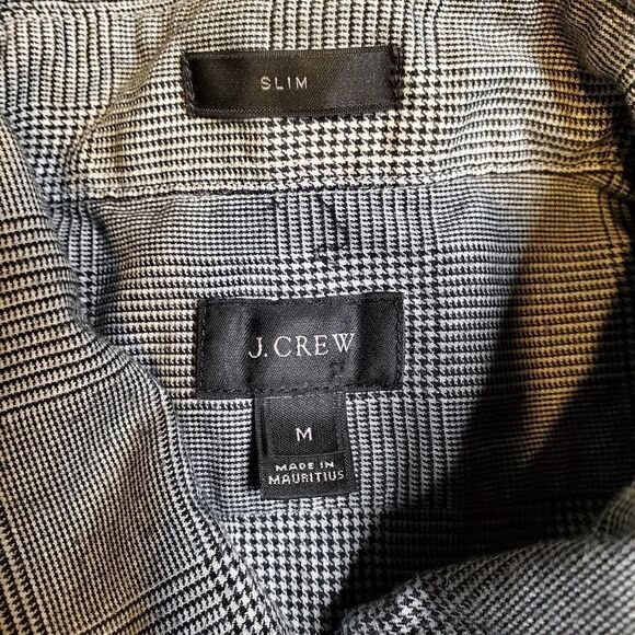 J Crew Shirt Mens Medium Gray Slim Fit Checkered Button Up - Picture 7 of 9